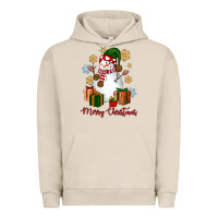Pigment French Oak Snowman Merry Christmas Urban Hoodie - NancyCooperArtShop