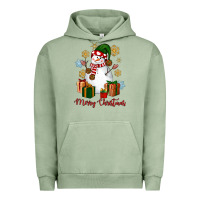 Pigment Oil Green Snowman Merry Christmas Urban Hoodie - NancyCooperArtShop