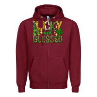 Burgundy Lucky and blessed st. patricks day Zipper Hoodie - Neo Western