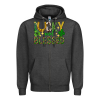 Charcoal Heather Lucky and blessed st. patricks day Zipper Hoodie - Neo Western