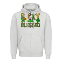 Dove Grey Lucky and blessed st. patricks day Zipper Hoodie - Neo Western