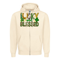 Sandshell Lucky and blessed st. patricks day Zipper Hoodie - Neo Western