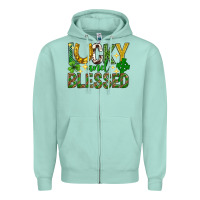 Lucky And Blessed St. Patricks Day Zipper Hoodie | Teevron