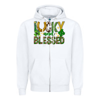 White Lucky and blessed st. patricks day Zipper Hoodie - Neo Western