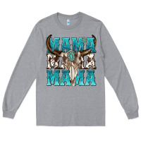 Heather Grey mama mama mama Long Sleeve Tee - texasbilliewilder