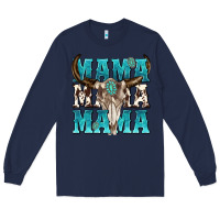 Navy mama mama mama Long Sleeve Tee - texasbilliewilder