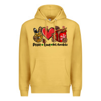 Antique Gold peace love  hot chocolate Premium Hoodie - AdoDesignShop