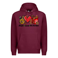 Burgundy peace love  hot chocolate Premium Hoodie - AdoDesignShop