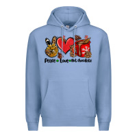 Colony Blue peace love  hot chocolate Premium Hoodie - AdoDesignShop