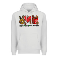 Dove Grey peace love  hot chocolate Premium Hoodie - AdoDesignShop