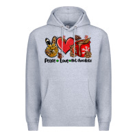 Heather Grey peace love  hot chocolate Premium Hoodie - AdoDesignShop