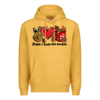 Mustard peace love  hot chocolate Premium Hoodie - AdoDesignShop