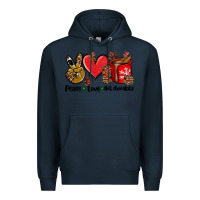 Navy peace love  hot chocolate Premium Hoodie - AdoDesignShop