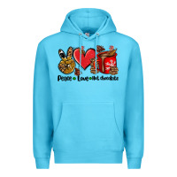 Ocean Blue peace love  hot chocolate Premium Hoodie - AdoDesignShop