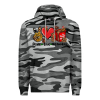 Slate Camo peace love  hot chocolate Premium Hoodie - AdoDesignShop