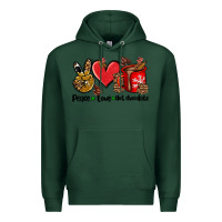 Sports Green peace love  hot chocolate Premium Hoodie - AdoDesignShop