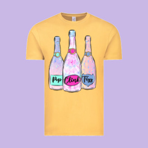 Pop Clink Fizz Champagne Bubbly Vintage Tee Designed By Maliassmallbusiness