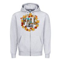 Heather Grey fall vibes Zipper Hoodie - CowhideDigitalArt