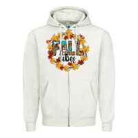 Oatmeal Heather fall vibes Zipper Hoodie - CowhideDigitalArt