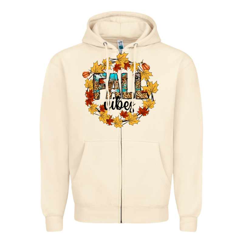 Fall Vibes Zipper Hoodie by CowhideDigitalArt | Teevron