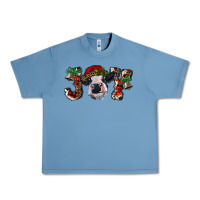 Pebble Blue Christmas Joy Heifer Cow Urban Heavy Tee - RanaPortraitStore
