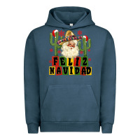 Pigment Midnight Navy feliz navidad mexican santa Urban Hoodie - MaliasSmallBusiness