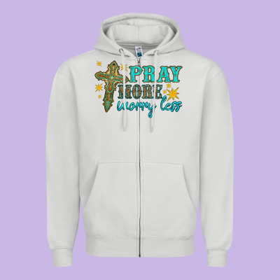 Pray More Worry Less Zipper Hoodie Designed By Hra Design Shop