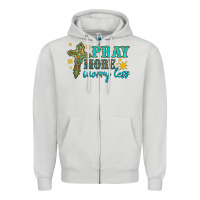 Dove Grey pray more worry less Zipper Hoodie - HRA Design Shop