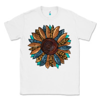 White fall tooled lather leopard Classic Tee - RanaPortraitStore