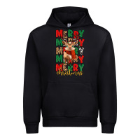 Black merry christmas reindeer Urban Hoodie - MaliasSmallBusiness