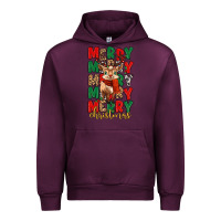 Mauve Wine merry christmas reindeer Urban Hoodie - MaliasSmallBusiness