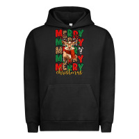 Pigment Black merry christmas reindeer Urban Hoodie - MaliasSmallBusiness