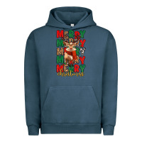 Pigment Midnight Navy merry christmas reindeer Urban Hoodie - MaliasSmallBusiness