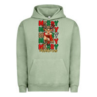 Pigment Oil Green merry christmas reindeer Urban Hoodie - MaliasSmallBusiness