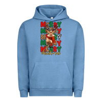 Pigment Pebble Blue merry christmas reindeer Urban Hoodie - MaliasSmallBusiness