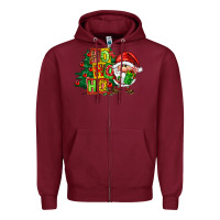 Burgundy ho ho ho santa gnomes Zipper Hoodie - FaDigitalArtStudio