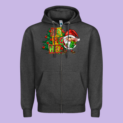 Ho Ho Ho Santa Gnomes Zipper Hoodie Designed By Fadigitalartstudio