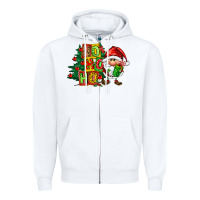 White ho ho ho santa gnomes Zipper Hoodie - FaDigitalArtStudio