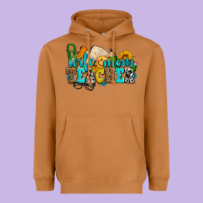 Wife Mom Teacher With Sunflowers Heavyweight Hoodie Designed By Adodesignshop