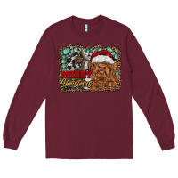 Burgundy merry Christmas highland cow Long Sleeve Tee - RanaPortraitStore