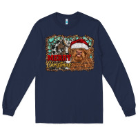 Navy merry Christmas highland cow Long Sleeve Tee - RanaPortraitStore