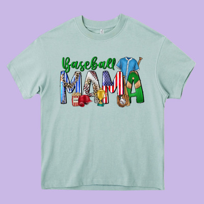 Baseball Mama Heavy Core Tee Designed By Cowhidedigitalart