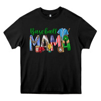 Black baseball mama Heavy Core Tee - CowhideDigitalArt