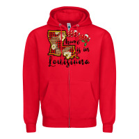 Red ho ho home is in louisiana Zipper Hoodie - FaDigitalArtStudio