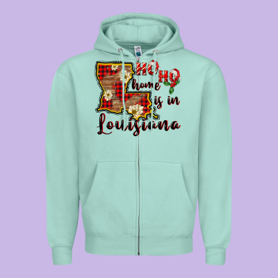 Ho Ho Home Is In Louisiana Zipper Hoodie Designed By Fadigitalartstudio