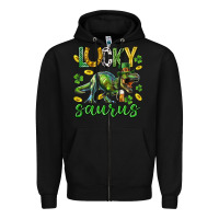 Black Lucky saurus st.patricks day Zipper Hoodie - Neo Western