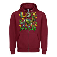 Burgundy Lucky saurus st.patricks day Zipper Hoodie - Neo Western