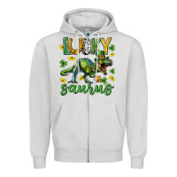 Dove Grey Lucky saurus st.patricks day Zipper Hoodie - Neo Western