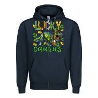 Navy Lucky saurus st.patricks day Zipper Hoodie - Neo Western