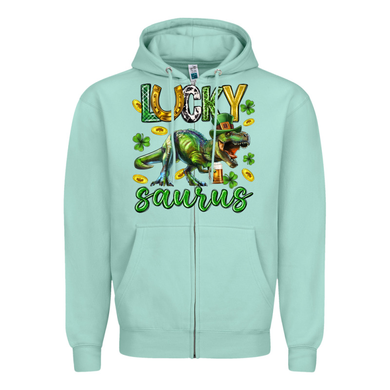 Lucky Saurus St.patricks Day Zipper Hoodie by Neo Western | Teevron